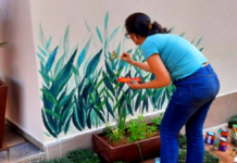 Artista plástica de Botucatu realiza pintura especial no Parque Cachoeira da Marta