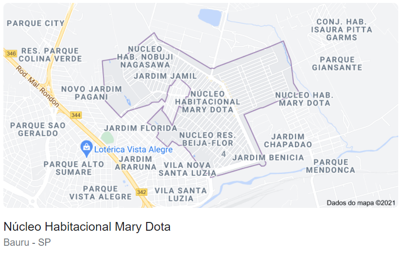 Mapa do bairro Mary Dota em Bauru 