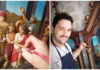 Artista São-Manuelense encanta a todos fazendo restauração do precioso acervo do Santuário