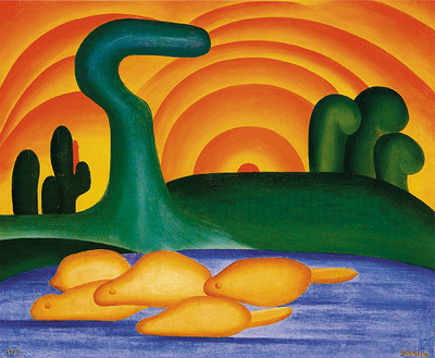 Reprodução do óleo sobre tela ‘Sol Poente’, inspirado na paisagem itupevense. (Foto: Itaú Cultural/Reprodução)